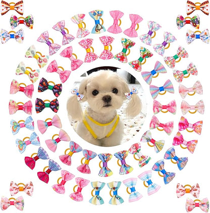 Puppy Small Dogs Hair Barrettes Bows with Rhinestone Tiny Birthda,30 Pairs