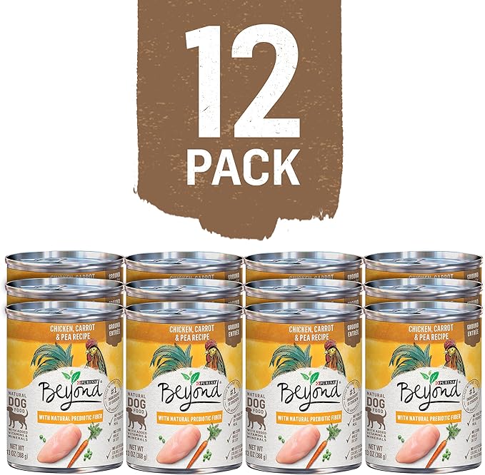 Purina Beyond Grain Free, Natural Pate Wet Dog Food, Grain Free Chicken, Carrot & Pea Recipe - (12) 13 oz. Cans