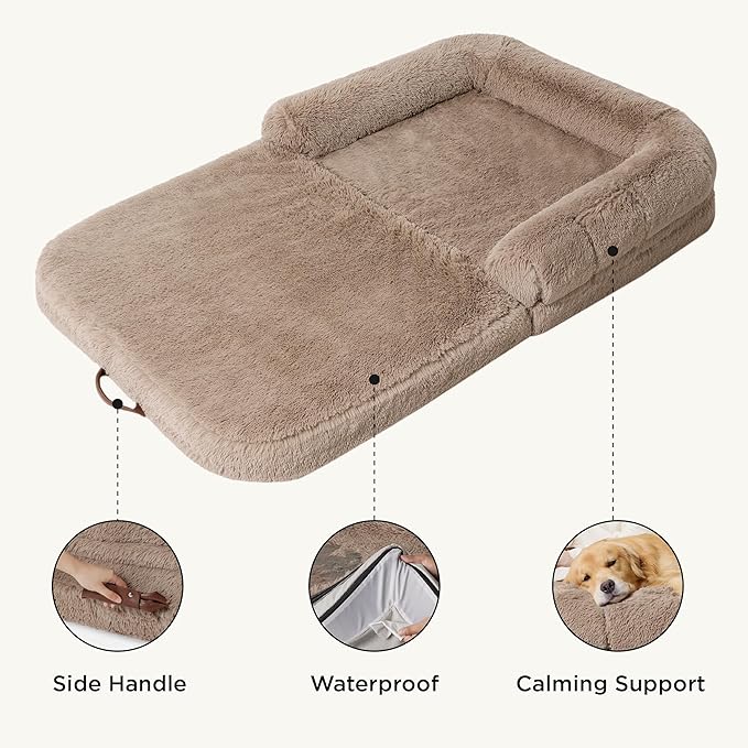 Bedsure Foldable Human Dog Bed for People Adults 2 in 1 Calming