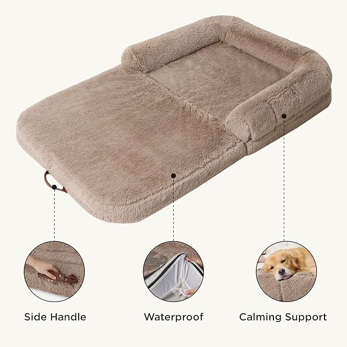 Bedsure Foldable Human Dog Bed for Kids 2 in 1 Calming