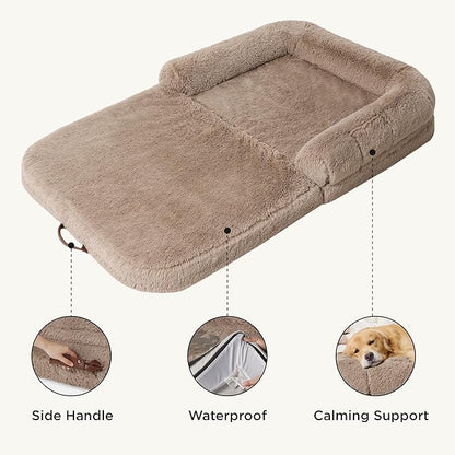 Bedsure Foldable Human Dog Bed for Kids 2 in 1 Calming