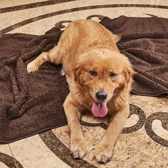 NICETOWN Dog Blankets for Large Dogs 50" x 60" Brown