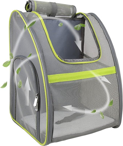 Pet Carrier Backpack, Ventilated and Breathable for Cats Dogs, Collapsible Designed for Travel, Hiking & Outdoor Use Green