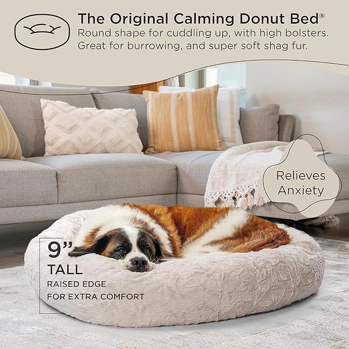 Best Friends by Sheri The Original Calming Donut Cat and Dog Bed in Lux Fur Oyster 45"
