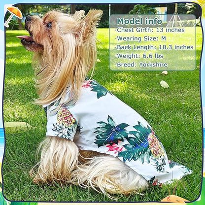 Dog Hawaiian Shirt Hawaii Style Summer Dog Clothes Boy Girl Breathable Cool Costume Beach Seaside Sweatshirt for Small Puppy Polo T-Shirt Pet Outfit