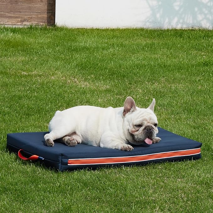 Bedsure Chewproof Durable Outdoor Waterproof Dog Bed with Heavy Duty Cover (30"x20", Navy