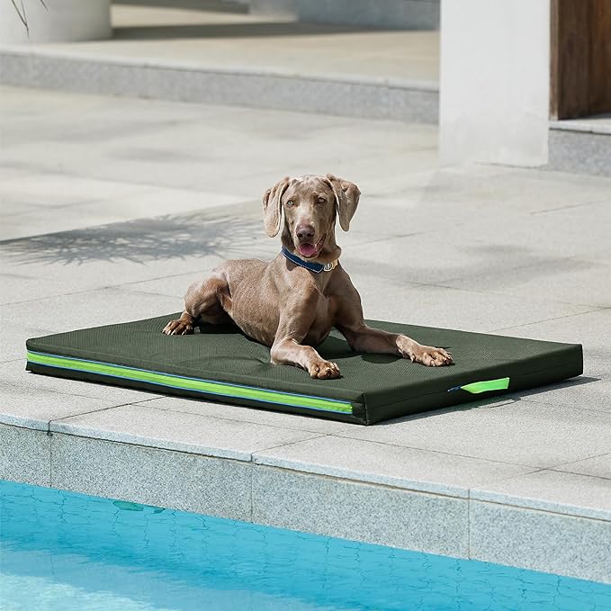 Bedsure Chewproof Durable Outdoor Waterproof Dog Bed with Heavy Duty Cover (44"x32", Moss