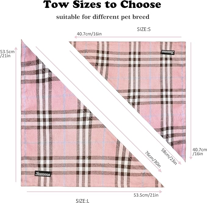 Adjustable Plaid Dog Bandanas 1PC Soft
