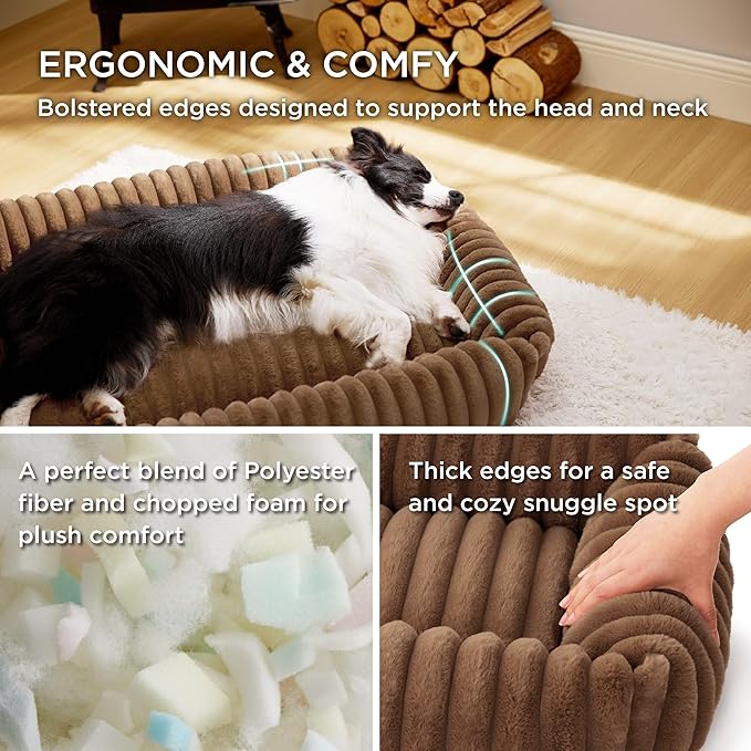 Bedsure Cute Dog Bed for Large Dogs 36x27x8inches, Copper