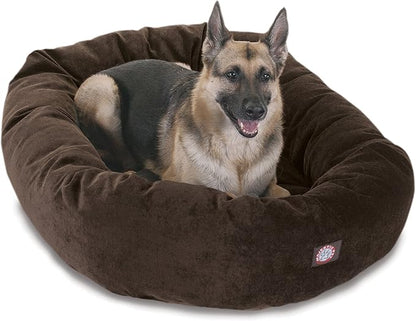 Majestic Pet 52 Inch Micro Velvet Calming Dog Bed Washable – Cozy Soft Round Dog Bed with Spine for Head Support 52x35x11 (inch)