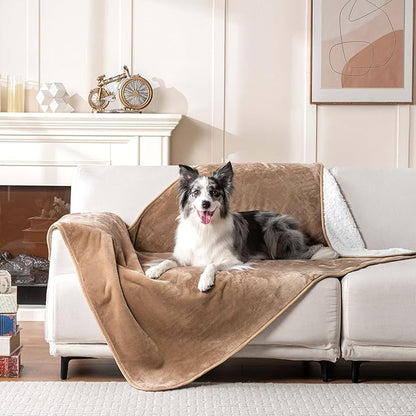 PETHUR Waterproof Dog Blankets for Large Dogs 40"x60", Coffee