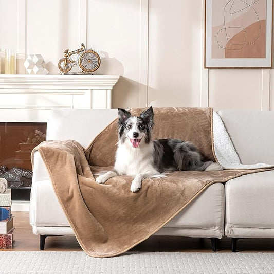 PETHUR Waterproof Dog Blankets for Large Dogs 40"x60", Coffee
