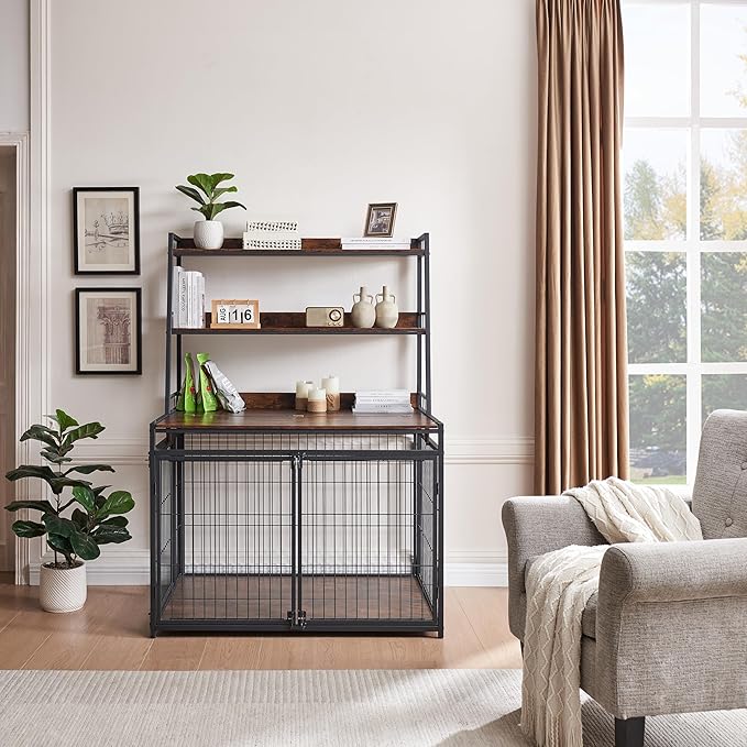 Furniture Style Dog Crate for Small/Medium/Large/X-Large Dog 3 Doors, 3-Layer Storage