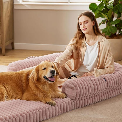 Bedsure Foldable Human Dog Bed for People Adult 2 in 1 Corduroy