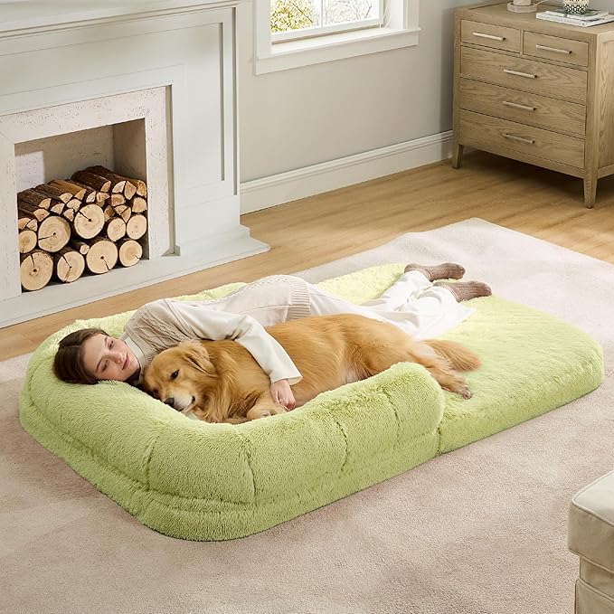Bedsure Foldable Human Dog Bed for People Adults 2 in 1 Calming