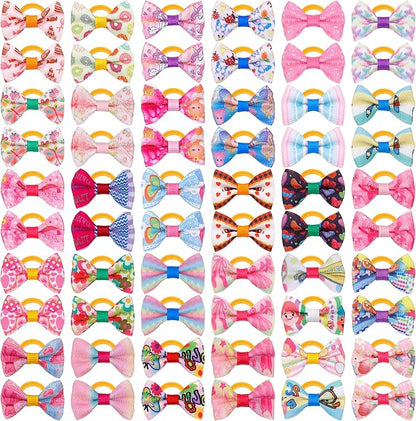 Puppy Small Dogs Hair Barrettes Bows with Rhinestone Tiny Birthda,30 Pairs