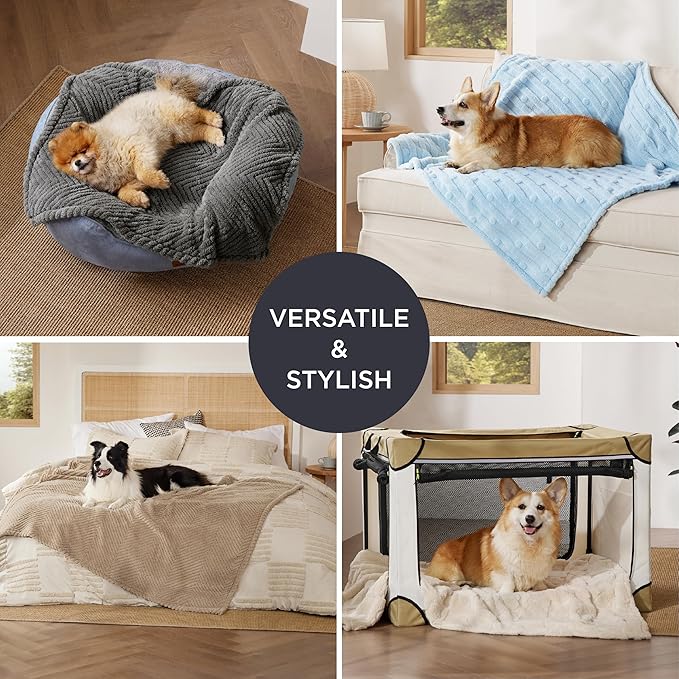 Bedsure 1 Pack 2 Dog Blankets for Small Dogs 2pcs Washable 300GSM Coral