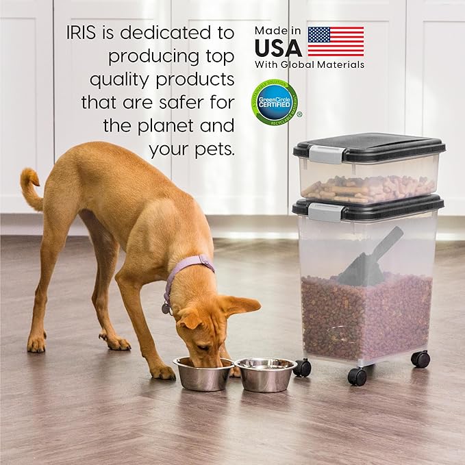 IRIS USA Dog Food Storage Container 30 lbs 11 lbs 2-Cup Scoop,