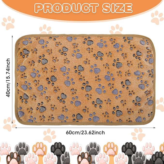 WLLHYF 2 PCS Pet Blanket Flannel Cozy Warm Calming Blanket Paw Print Throw Bed Cover for Cat Dogs Puppy Kitten (23x16 Inch)