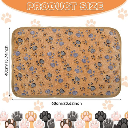 WLLHYF 2 PCS Pet Blanket Flannel Cozy Warm Calming Blanket Paw Print Throw Bed Cover for Cat Dogs Puppy Kitten (23x16 Inch)