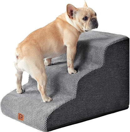 EHEYCIGA Curved Dog Stairs for Small Dogs 15.7" H 3-Step Dog