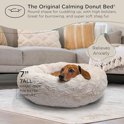 Best Friends by Sheri The Original Calming Donut Cat and Dog Bed in Lux Fur Oyster 23"