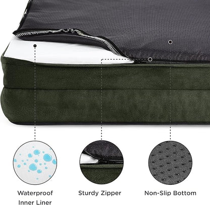 Bedsure Orthopedic Dog Bed for Extra Large Dogs Green，42inch