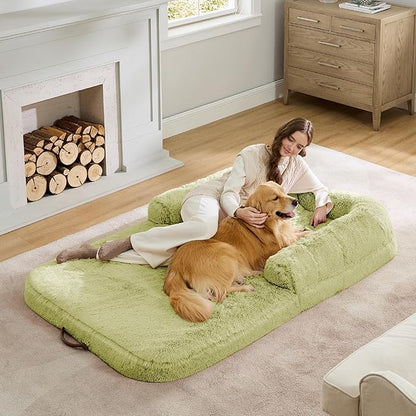 Bedsure Foldable Human Dog Bed for People Adults 2 in 1 Calming