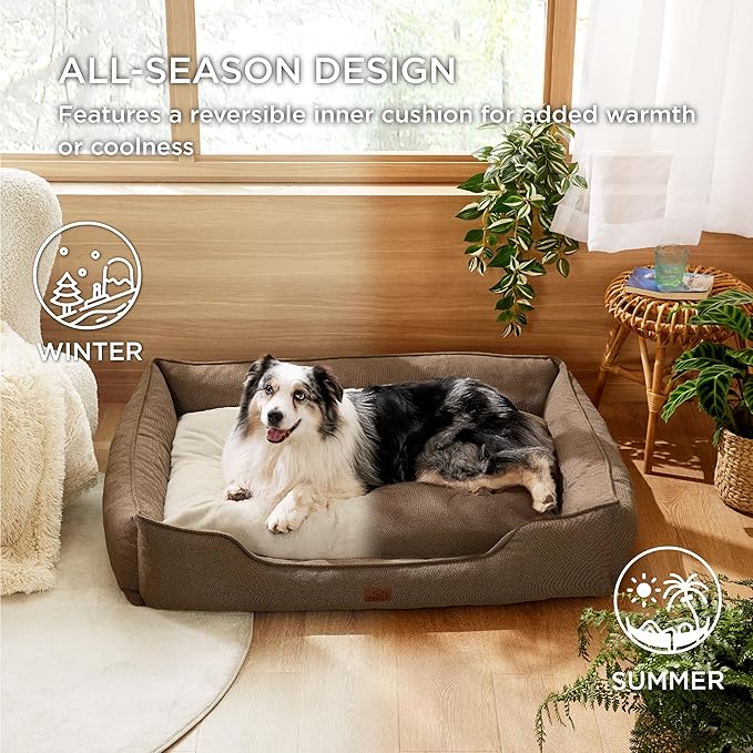 Bedsure Washable Dog Bed for Extra Large Dogs 42x30x10inches, Brown