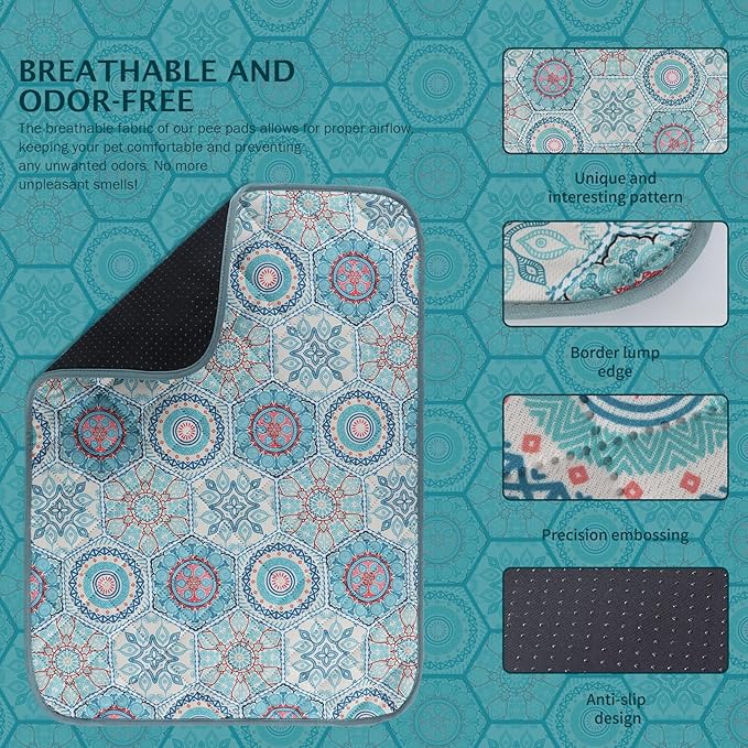 IEUUMLER Washable Pee Pads for Dogs 1 Pack EU007 (Green 63"X63"-1pcs)