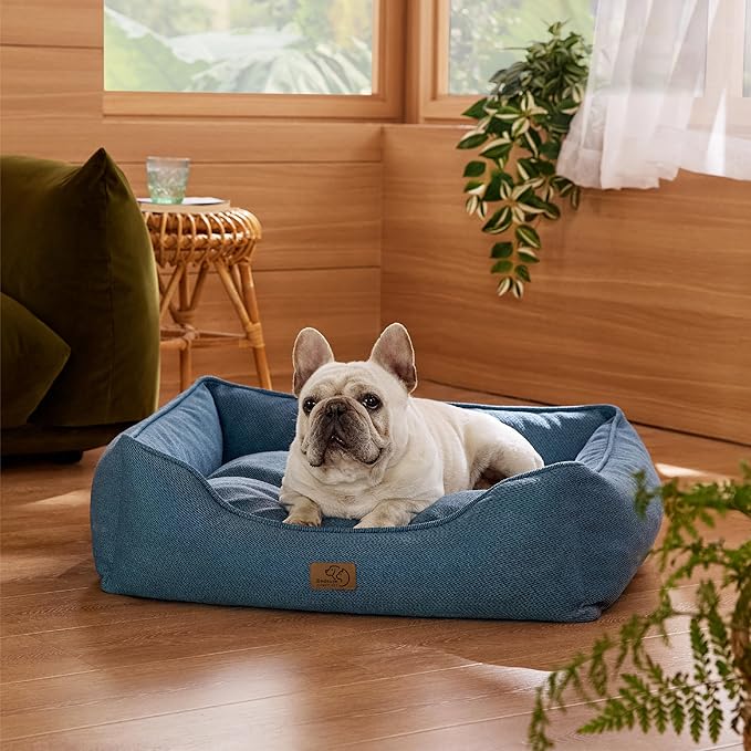 Bedsure Washable Dog Bed for Medium Dogs 30x24x9inches, Blue