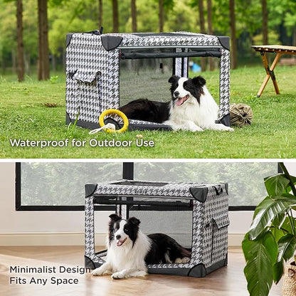 Lesure Cute Soft Collapsible Dog Crate 30 Inch 4-Door Foldable
