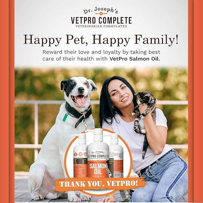 VetPro 100% Pure Wild Alaskan Salmon Oil Supplement for Dogs & Cats, 16 Ounces, Omega 3 & 6 Liquid Fish Oil, Supports Healthy Coat & Joints, Helps Dry Skin & Allergies, Add to Food