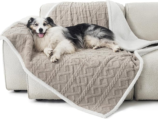 Bedsure Waterproof Dog Blankets for Large Dogs 50"x60", Taupe