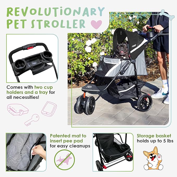 Petique Revolutionary Durable Pet Stroller 55LBS -