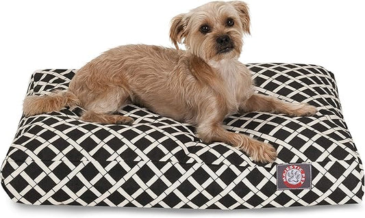 Black Bamboo Small Rectangle Indoor Outdoor Pet Dog Bed With Removable Washable Cover By Majestic Pet Products