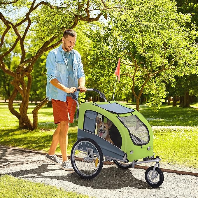 Aosom Dog Bike Trailer 2-in-1 Pet Stroller