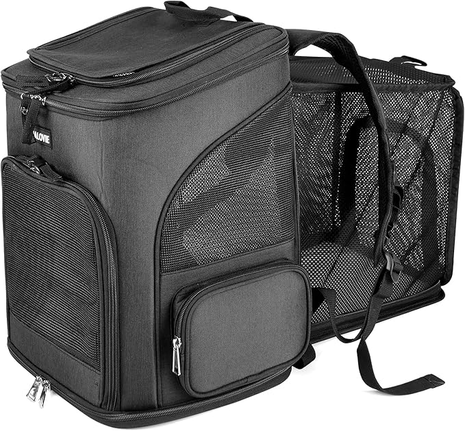 HALOVIE Pet Carrier Backpack Expandable for Cats Dogs Under 18 LB, Breathable Mesh Cat Backpack Carrier Bag, Foldable Dog Backpack Carrier for Small Dogs Rabbits Puppies