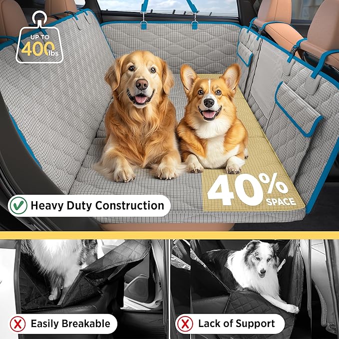 Lesure Dog Car Seat Cover for Back Seat with Hard Bottom