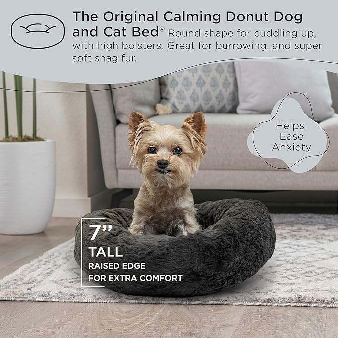 Best Friends by Sheri The Original Calming Donut Cat and Dog Bed in Lux Fur Mink 18"