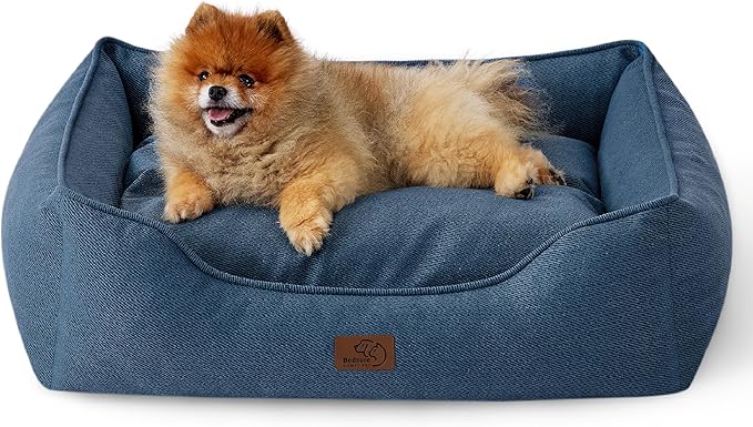 Bedsure Washable Dog Bed for Small Dogs 25x21x8inches, Blue