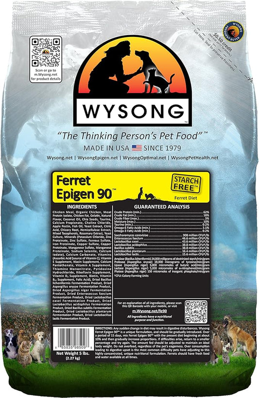 Wysong Ferret Epigen 90 - Starch Free Dry Natural Food for Ferrets, Brown, Model Number: WDFE905