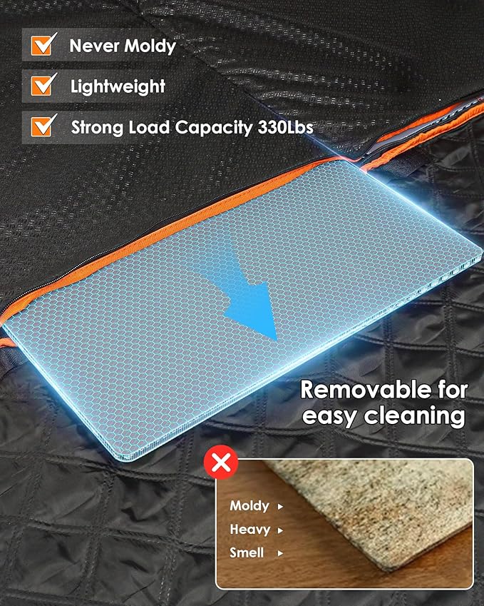 Back Seat Extender for Dogs- Dog Car Seat Cover for Back Seat Bed for Car Travel Bed with Mesh Window and Storage Pocket 330LB Waterproof