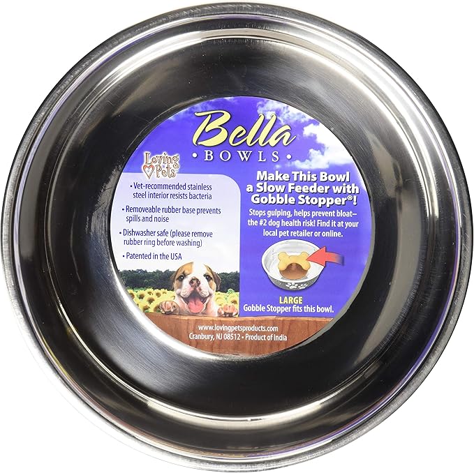 Loving Pets - Bella Bowls - Dog Food Water Bowl No Tip Stainless Steel Pet Bowl No Skid Spill Proof (Large, Copper)