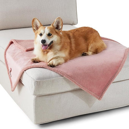 Lesure Waterproof Dog Blanket for Mediun Dogs 360GSM Wheat 200GSM Flannel 30x40