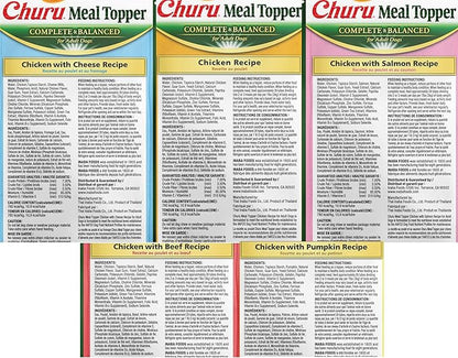 INABA Churu Meal Topper for Dogs, Complete & Balanced, Creamy, Lickable Purée Dog Food Topper, 0.5 Ounce Tube, 20 Tubes (4 per Pack), 5 Flavor Variety