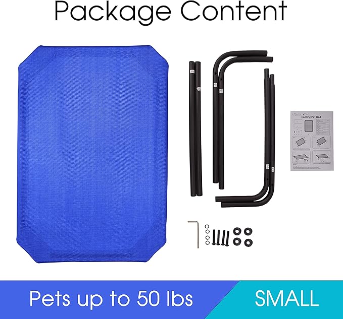 PHYEX Heavy Duty Steel-Framed Portable Elevated Pet Bed 33" L 19" W 7.5" H(S,