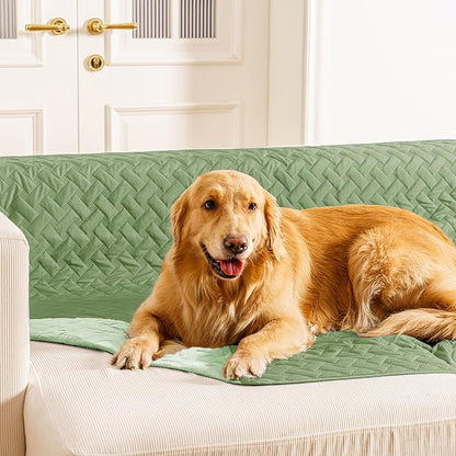 gogobunny 100% Double Sided Waterproof Dog Blanket Soft Pet Bed Cover Reversible Protect Furniture Couch Sofa Car for Puppy Cat Kids (Dark Green/Light Green 82x82 Inch 1))