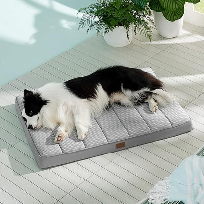 Bedsure Cooling Gel Foam Dog Bed for Large Dogs Cover(41"x29", Grey)