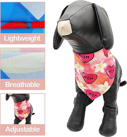10PCS Mother’s Day Dog Bandanas for XXS XS Small Girl Boy Puppy Doggie“Best Mom” “Super Mom” “ I Love Mom” “ Happy Mother’s Day” Pink Blue Yellow Tie Dye Floral Grooming Accessories